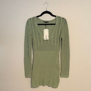 Zara Crocheted Long Sleeve Mini Dress